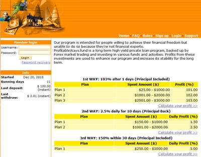 ProfitableWays.fund screenshot