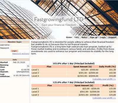 Fastgrowingfund LTD screenshot